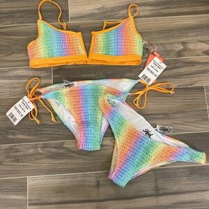 Multi-color two piece bathing suit